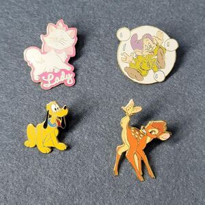 Disney Collector Pins - Dopey in a Soap Bubble, Bambi, Lady and Pluto Pins